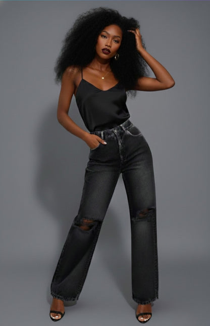 A casual Wide Leg Jeans with Pockets